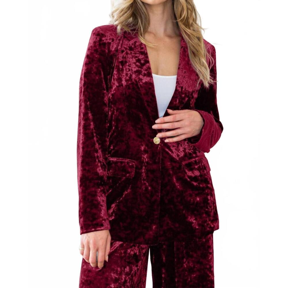 NEW ODDI cherry velvet blazer in wine